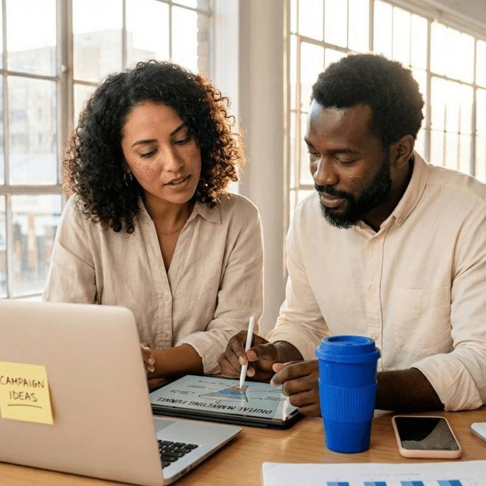Équipe numérique : Équipe de professionnels haïtiens coordonnant la communication numérique d’une campagne électorale.